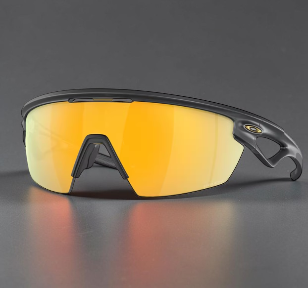 Gafas de sol deportivas OakGlasses Sphaera con montura negra y lentes de espejo naranja para alto rendimiento