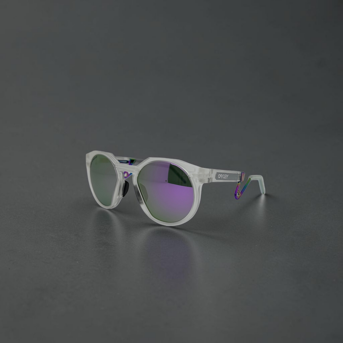 Gafas de sol OakGlasses HSTN Metal con montura transparente y lentes reflectantes de color púrpura y verde