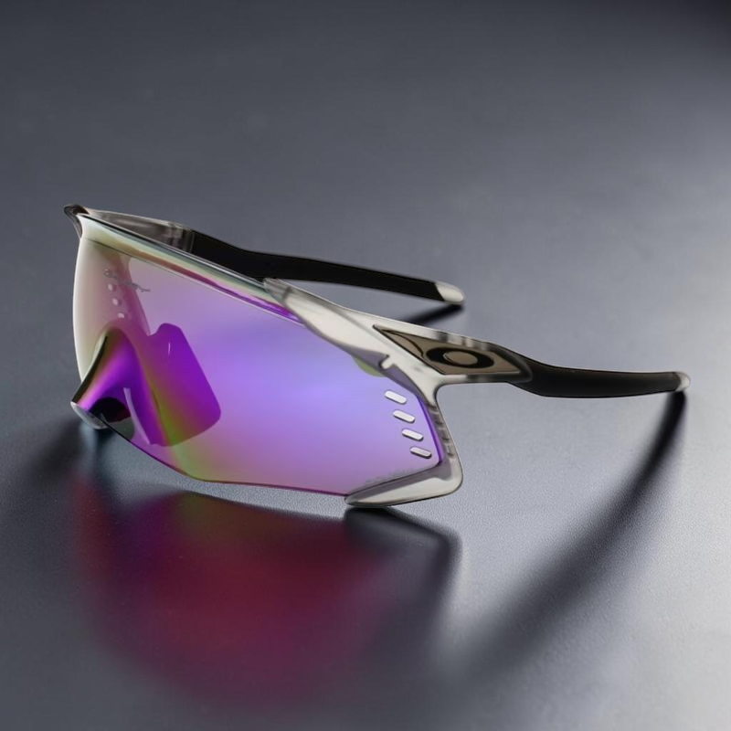 Gafas de sol deportivas OakGlasses Kato Velo con montura gris translúcida y lentes espejadas de color púrpura