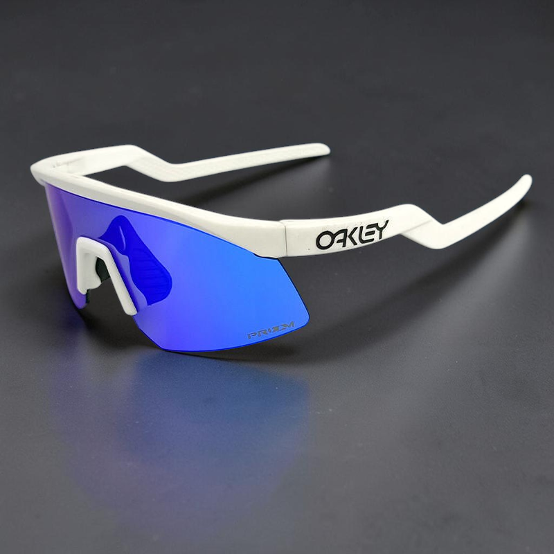 Gafas de sol deportivas OakGlasses Hydra con montura blanca y lentes de espejo azul Prizm