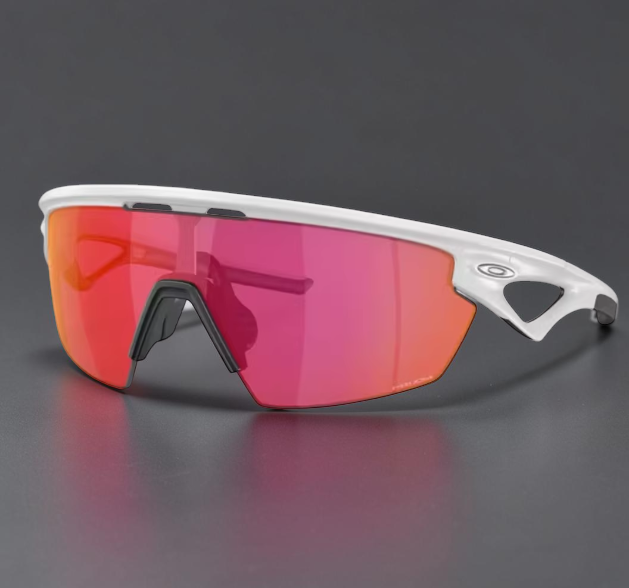 Gafas de sol deportivas OakGlasses Sphaera con montura blanca y lentes de espejo rojas de alto rendimiento