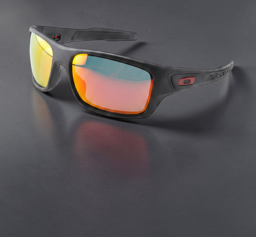 Gafas de sol deportivas OakGlasses Turbine con montura negra mate y lentes reflectantes de color naranja y rojo