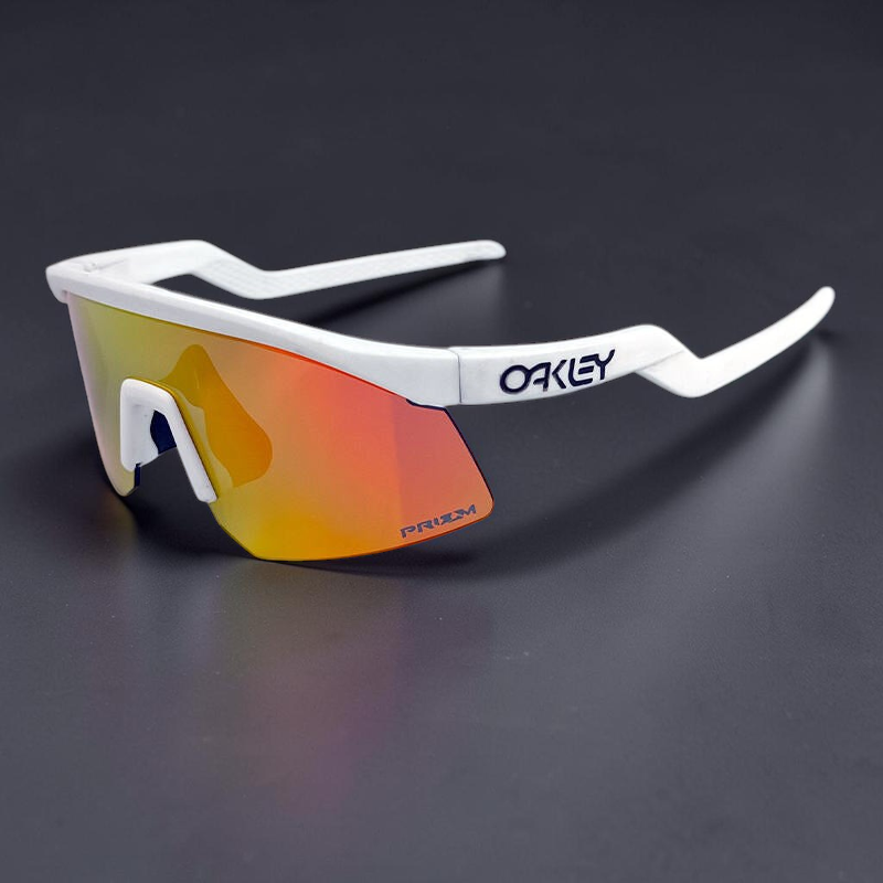 Gafas de sol deportivas OakGlasses Hydra con montura blanca y lentes Prizm de espejo naranja para ciclismo