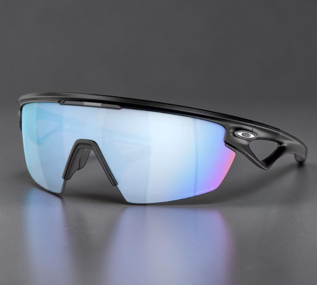 Gafas de sol deportivas OakGlasses Sphaera con montura negra y lentes de espejo azul para alto rendimiento