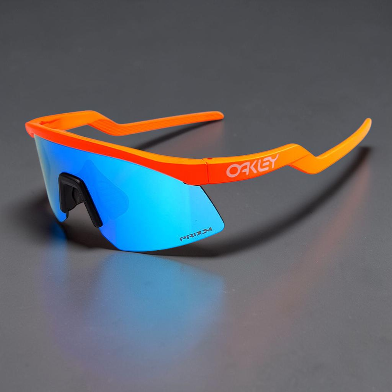 Gafas de sol deportivas OakGlasses Hydra con montura naranja brillante y lentes de espejo azul Prizm