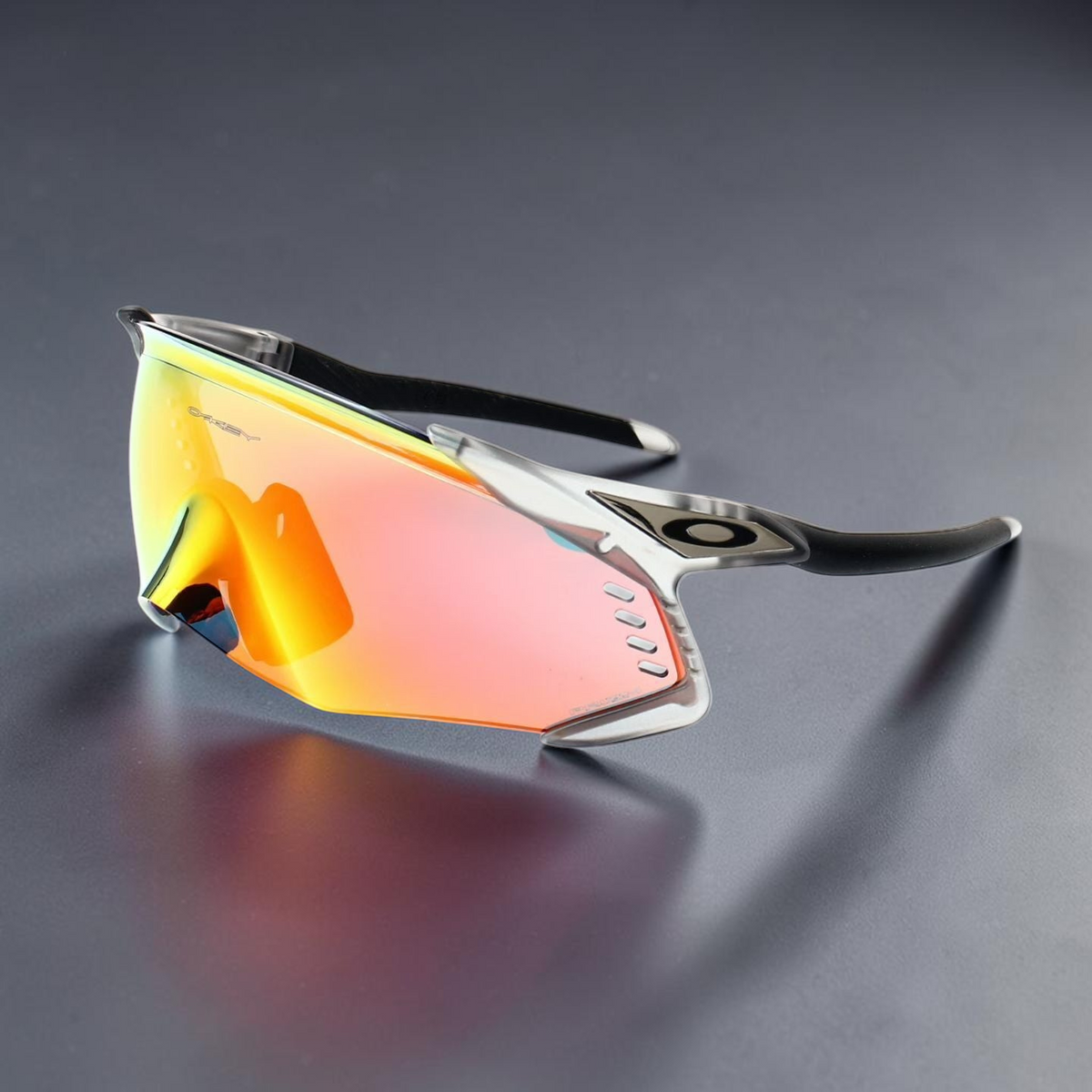 Gafas de sol deportivas OakGlasses Kato Velo con lente envolvente espejada en tonos naranja y montura gris y negra