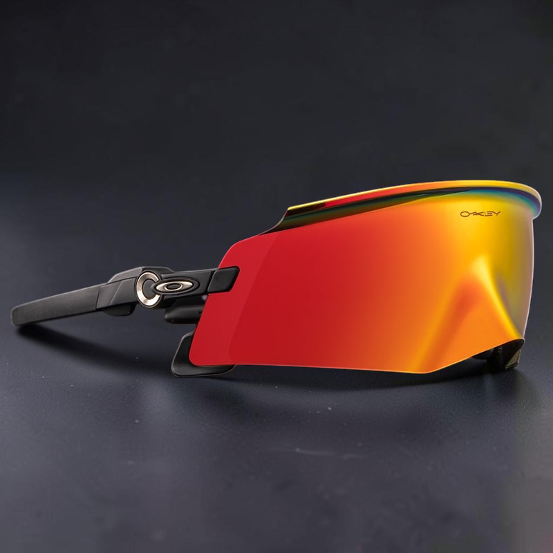 Gafas de sol deportivas Kato de OakGlasses con lente envolvente de espejo naranja y montura negra
